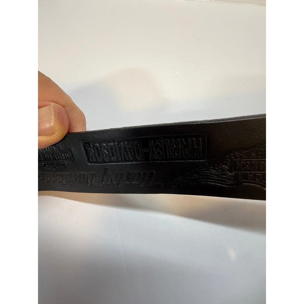 Harley-Davidson Mens Black Embossed Leather Belt Biker Logo 99493-07V Size 30